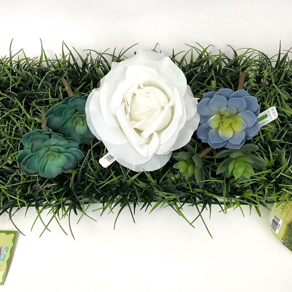 Spring Summer grass pads artificial greenery succulents and jumbo rose decor - Picture 2 of 5